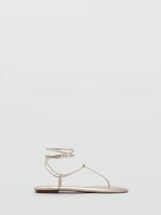 Mango Gold Strappy Flat Sandals - Image 1 of 4