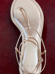 Mango Gold Strappy Flat Sandals - Image 5 of 6
