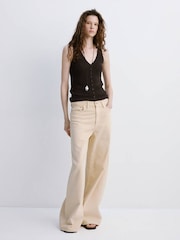 Mango Brown Knitted V-Neck Vest - Image 2 of 6