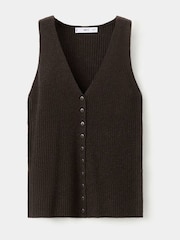 Mango Brown Knitted V-Neck Vest - Image 4 of 6