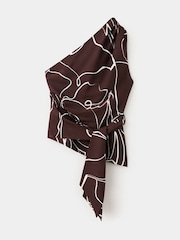 Mango Brown One Shoulder Tie Detail Top - Image 4 of 6