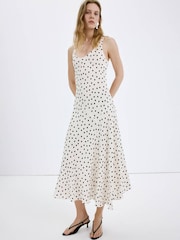 Mango White Scoop Neck Asymmetric Hem Midi Dress - Image 1 of 7