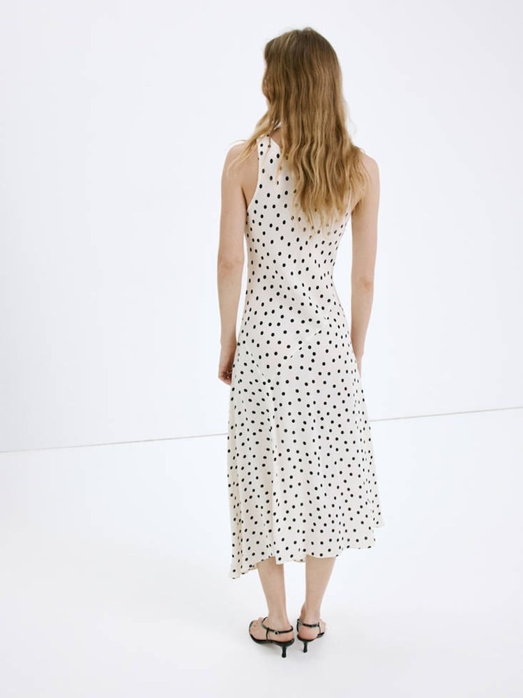 Mango White Scoop Neck Asymmetric Hem Midi Dress - Image 2 of 7