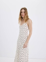 Mango White Scoop Neck Asymmetric Hem Midi Dress - Image 3 of 7
