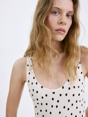 Mango White Scoop Neck Asymmetric Hem Midi Dress - Image 4 of 7