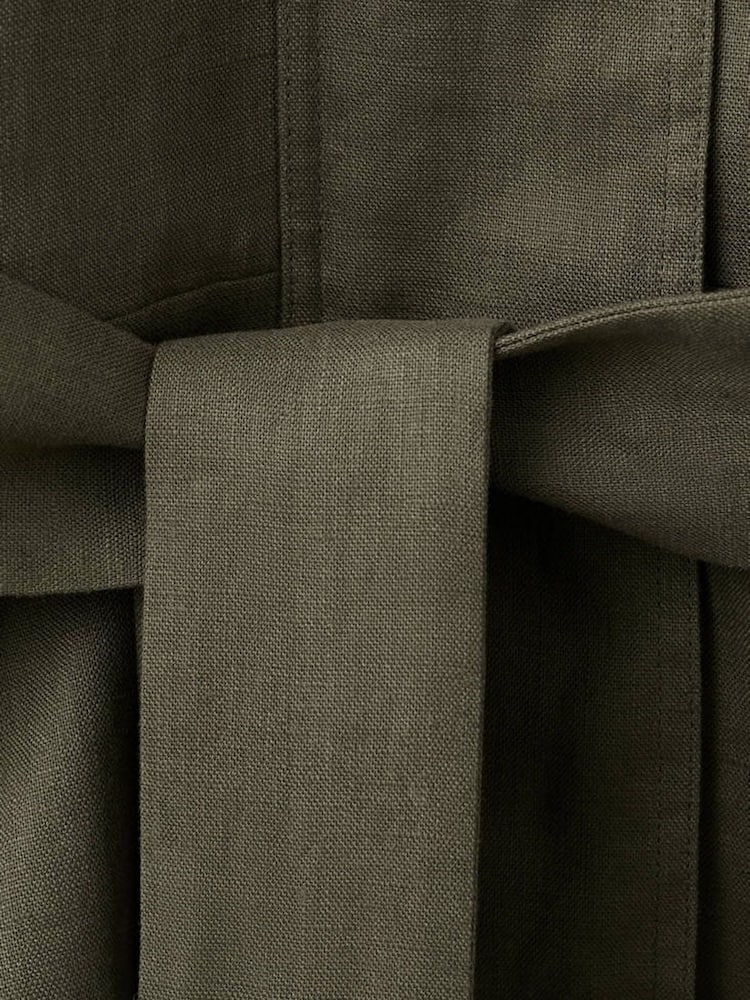 Mango Green Linen Funnel Tie Waist Jacket - Image 5 of 5