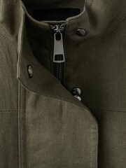 Mango Green Linen Funnel Tie Waist Jacket - Image 6 of 7