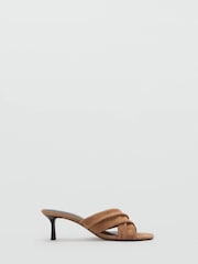 Mango Brown Crossover Suede Heels - Image 2 of 6