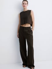 Mango Brown Lyocell Button Up Trousers - Image 1 of 7