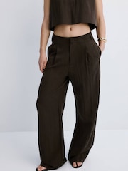 Mango Brown Lyocell Button Up Trousers - Image 2 of 7