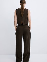 Mango Brown Lyocell Button Up Trousers - Image 3 of 7