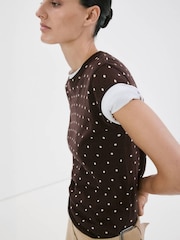 Mango Brown Short Sleeve Knitted Top - Image 3 of 7