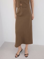 Mango Brown Maxi Skirt With Linen - Image 1 of 6