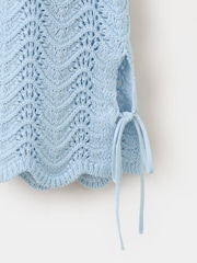 Mango Blue Crotchet Tie Sleeve Jumper - Image 6 of 7