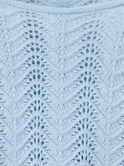 Mango Blue Crotchet Tie Sleeve Jumper - Image 7 of 7