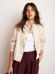 Mint Velvet Natural Funnel Neck Bomber Jacket - Image 6 of 8