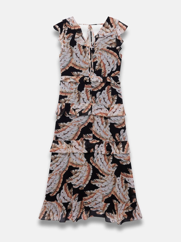 Mint Velvet Black Palm Print Ruffle Midi Dress - Image 8 of 8 Mint Velvet Black Palm Print Ruffle Midi Dress - Image 8 of 8