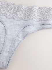 Black/White/Grey Thong Cotton and Lace Knickers 7 Pack - Image 10 of 10