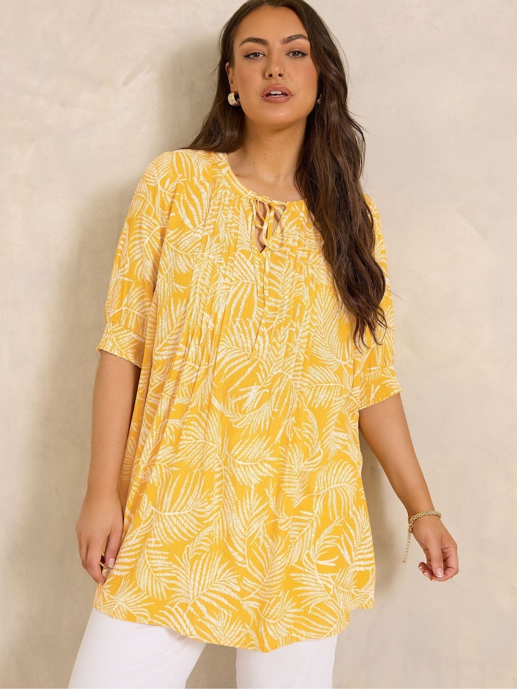 Evans Yellow Pintuck Boho Blouse - Image 1 of 5 Evans Yellow Pintuck Boho Blouse - Image 1 of 5