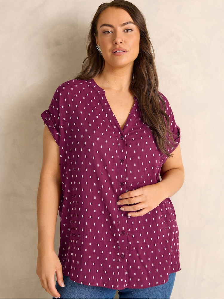 Evans Red Dobby Short Sleeve Shirt - Image 1 of 5