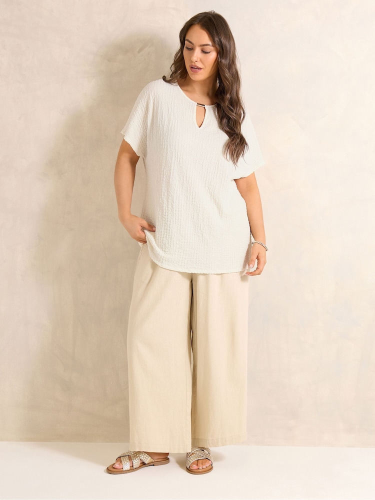 Evans White Grown On Sleeve Bar Detail Top - Image 2 of 5 Evans White Grown On Sleeve Bar Detail Top - Image 2 of 5