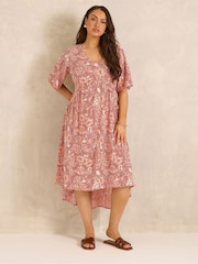 Evans Orange Printed Hi Lo Dress - Image 1 of 6