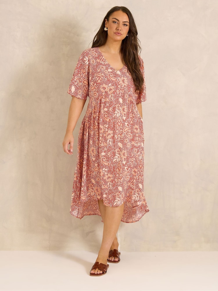 Evans Orange Printed Hi Lo Dress - Image 2 of 6