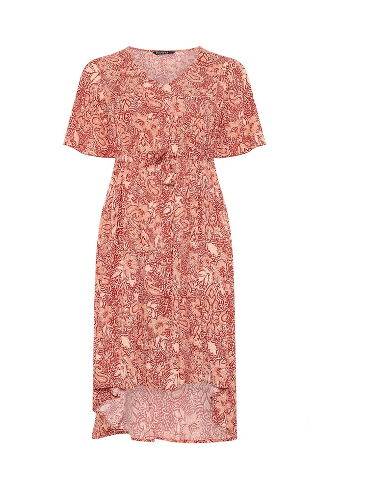 Evans Orange Printed Hi Lo Dress - Image 6 of 6