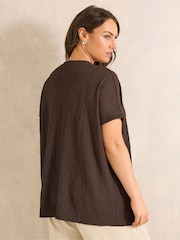 Evans Brown Grown On Sleeve Pleated Swing Top - Image 3 of 6