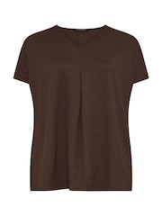 Evans Brown Grown On Sleeve Pleated Swing Top - Image 6 of 6