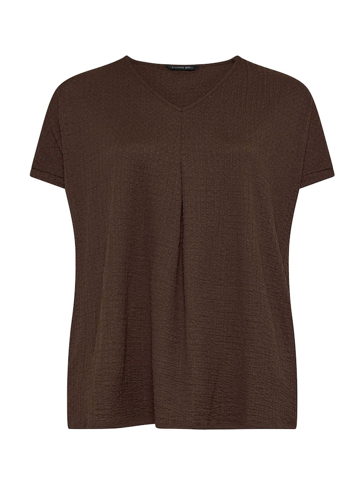 Evans Brown Grown On Sleeve Pleated Swing Top - Image 6 of 6