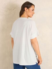 Evans White Sequin Embellished Palm Trees Graphic T-Shirt - Image 3 of 5