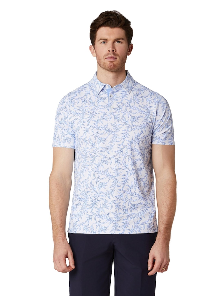 Callaway Golf Blue Chev Botanical Polo Shirt - Image 1 of 6 Callaway Golf Blue Chev Botanical Polo Shirt - Image 1 of 6