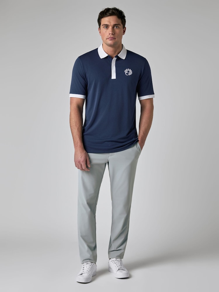 Callaway Golf Blue Blocked Logo Collar Polo Shirt - Image 1 of 6 Callaway Golf Blue Blocked Logo Collar Polo Shirt - Image 1 of 6