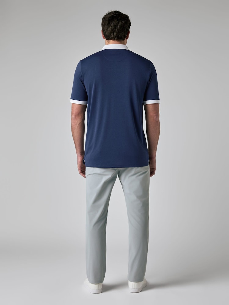 Callaway Golf Blue Blocked Logo Collar Polo Shirt - Image 2 of 6 Callaway Golf Blue Blocked Logo Collar Polo Shirt - Image 2 of 6
