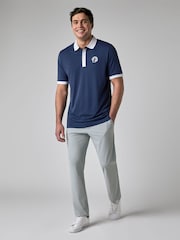 Callaway Golf Blue Blocked Logo Collar Polo Shirt - Image 4 of 6
