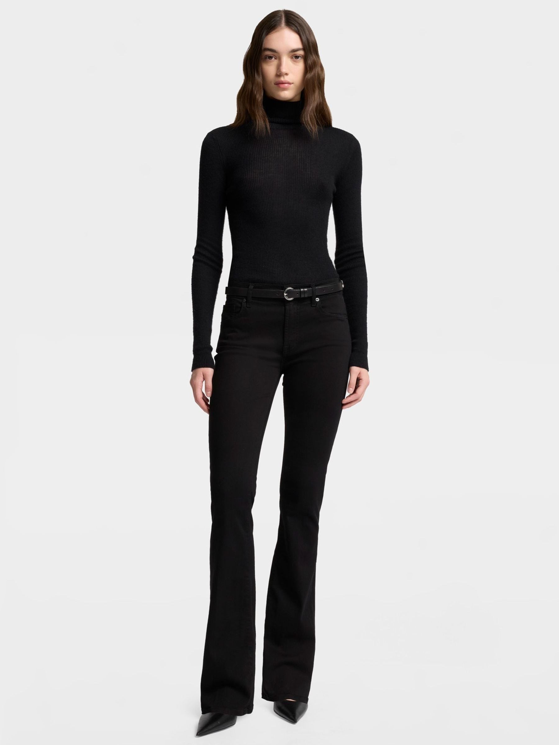 7 For All Mankind Women's Black Bootcut Rinse Jeans