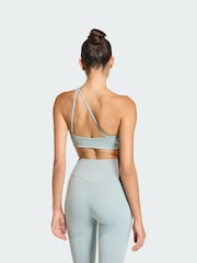 adidas Green Optime Workout Rib One Shoulder Light Support Bra - Image 2 of 8