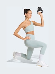 adidas Green Optime Workout Rib One Shoulder Light Support Bra - Image 3 of 8