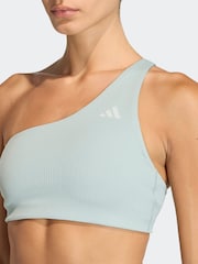 adidas Green Optime Workout Rib One Shoulder Light Support Bra - Image 5 of 8