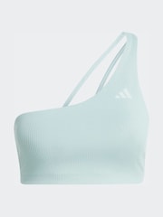 adidas Green Optime Workout Rib One Shoulder Light Support Bra - Image 7 of 8