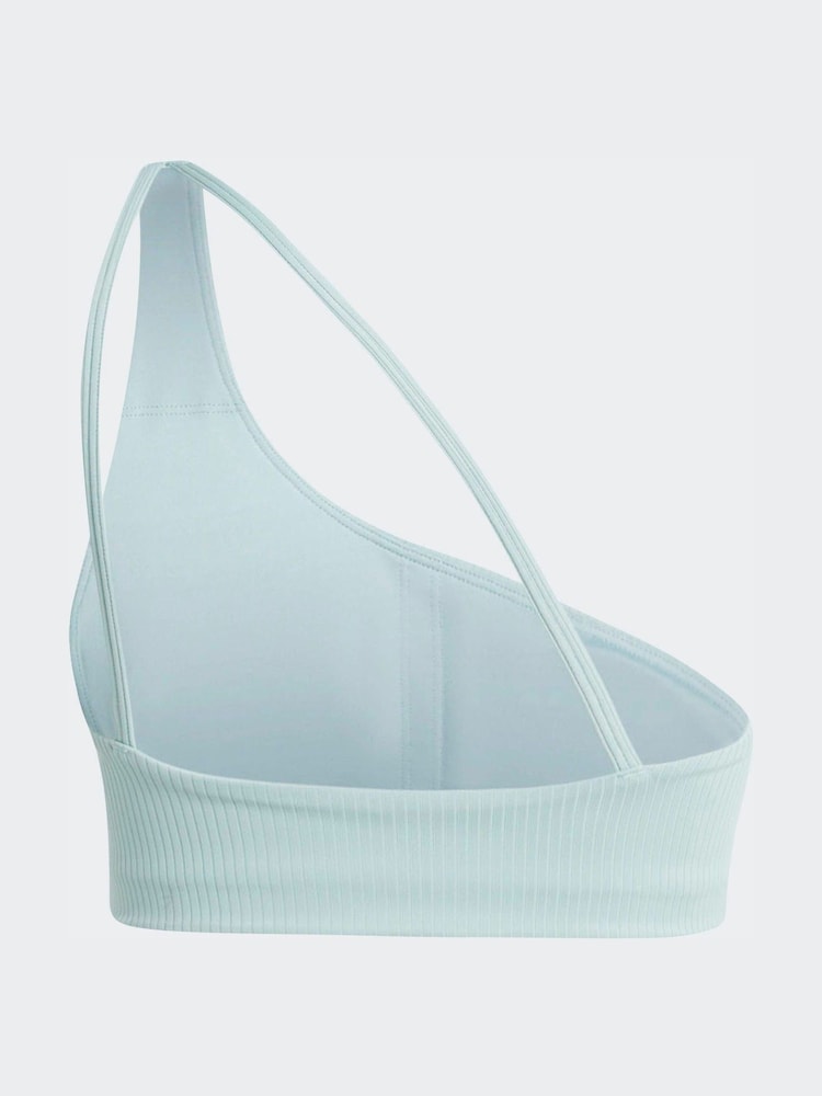 adidas Green Optime Workout Rib One Shoulder Light Support Bra - Image 8 of 8