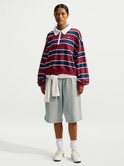 Nike Crimson Red Stripe Long Sleeve Polo Top - Image 2 of 6