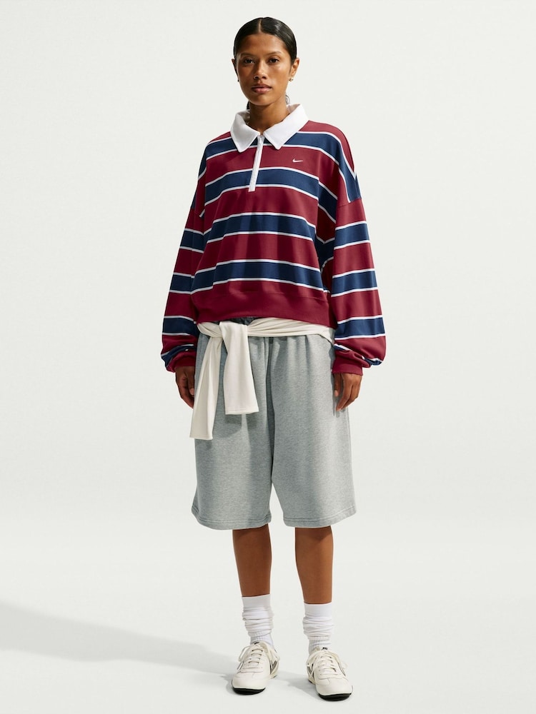 Nike Crimson Red Stripe Long Sleeve Polo Top - Image 2 of 6 Nike Crimson Red Stripe Long Sleeve Polo Top - Image 2 of 6