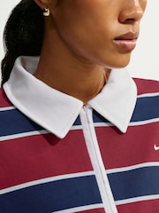 Nike Crimson Red Stripe Long Sleeve Polo Top - Image 4 of 6