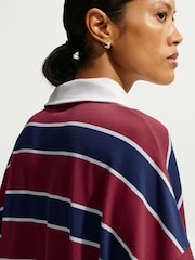 Nike Crimson Red Stripe Long Sleeve Polo Top - Image 5 of 6
