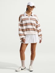 Nike Pale Ivory Stripe Long Sleeve Polo Top - Image 4 of 5
