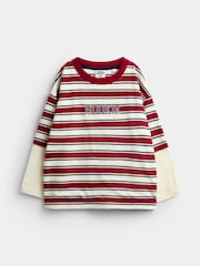 JoJo Maman Bébé Red Stripe Slogan Top - Image 1 of 4
