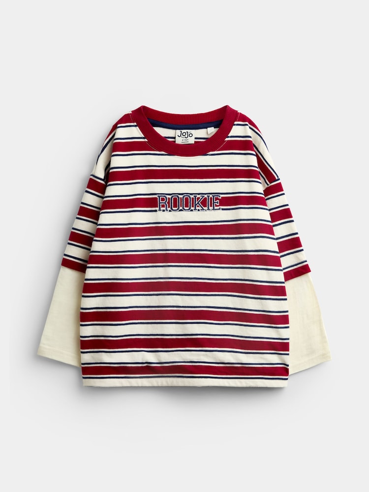 JoJo Maman Bébé Red Stripe Slogan Top - Image 1 of 4 JoJo Maman Bébé Red Stripe Slogan Top - Image 1 of 4