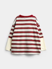 JoJo Maman Bébé Red Stripe Slogan Top - Image 2 of 4